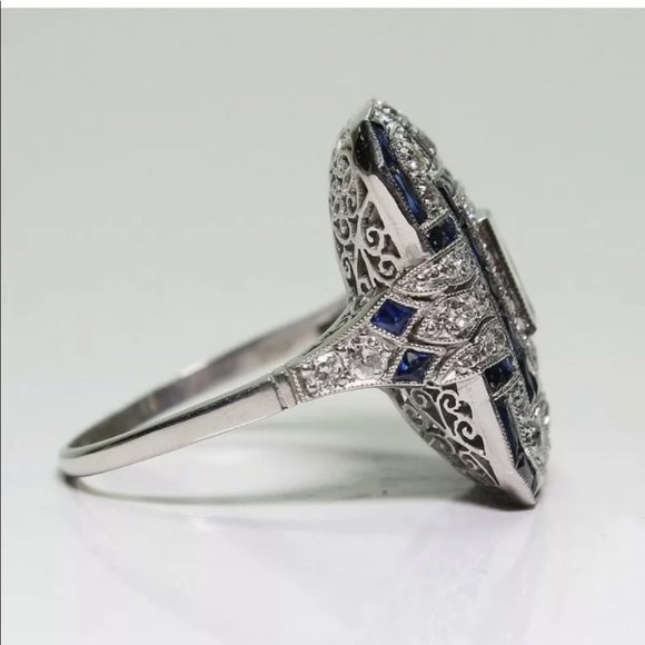 925 Silver Women Emerald Cut White Sapphire Ring - Picture 4 of 6